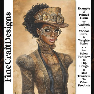 Trendy Steampunk Dark Skin Woman AD1O Decoupage Tissue Paper