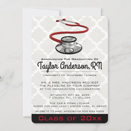 Trendy Stethoscope Medical School Graduation Invitation