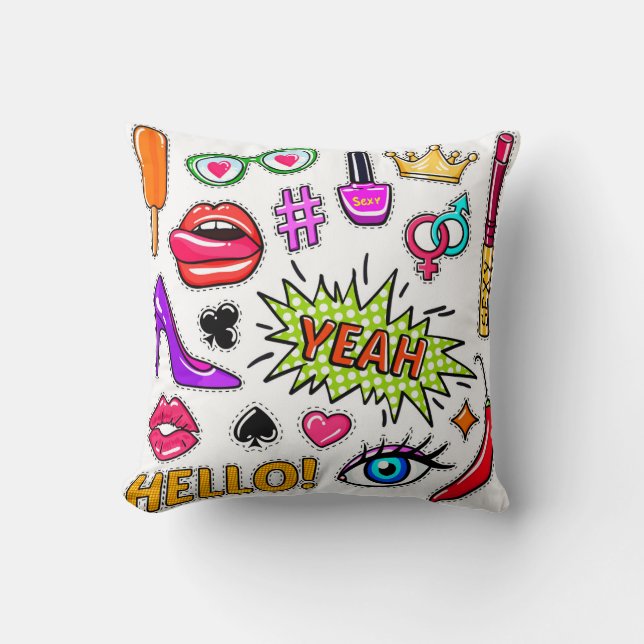 "Trendy stickers         Throw Pillow (Front)