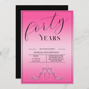 Trendy Stiletto's Modern Feminine 40th Birthday Invitation