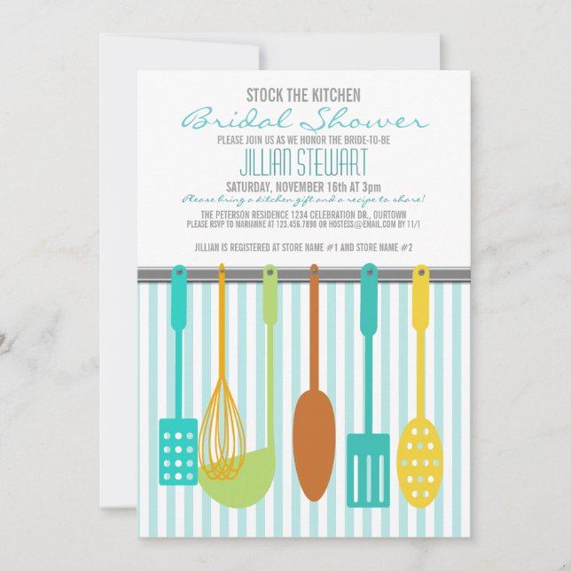 Trendy Stock the Kitchen Bridal Shower Invitations (Front)