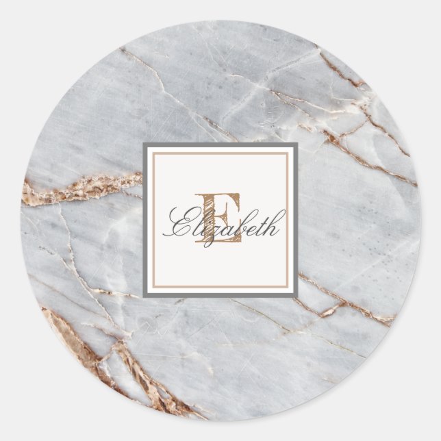 Trendy  Stone Marble Texture, Monogram Luggage Tag (Front)