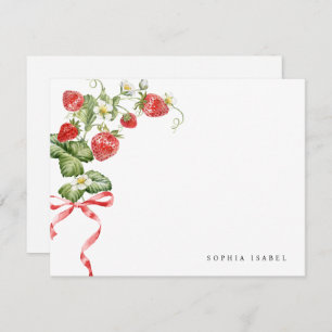 Trendy Strawberry Personalized Stationery Note Card