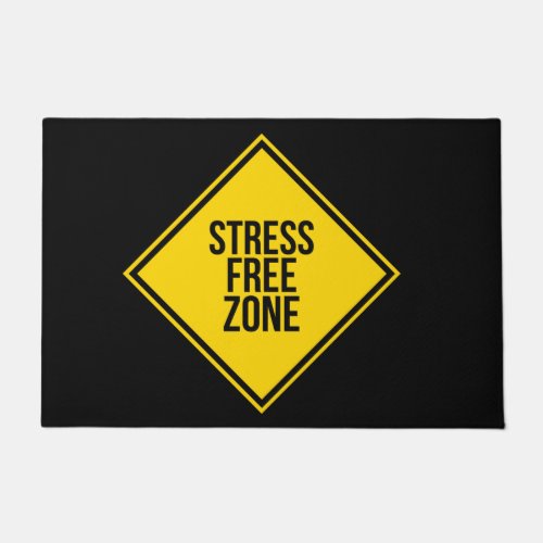 Trendy Stress Free Zone Quote Yellow Black Doormat