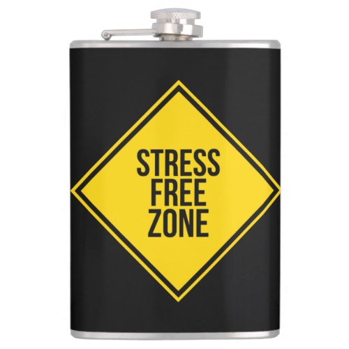 Trendy Stress Free Zone Quote Yellow Black Flask