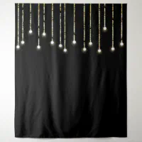 Fairy lights over online tapestry