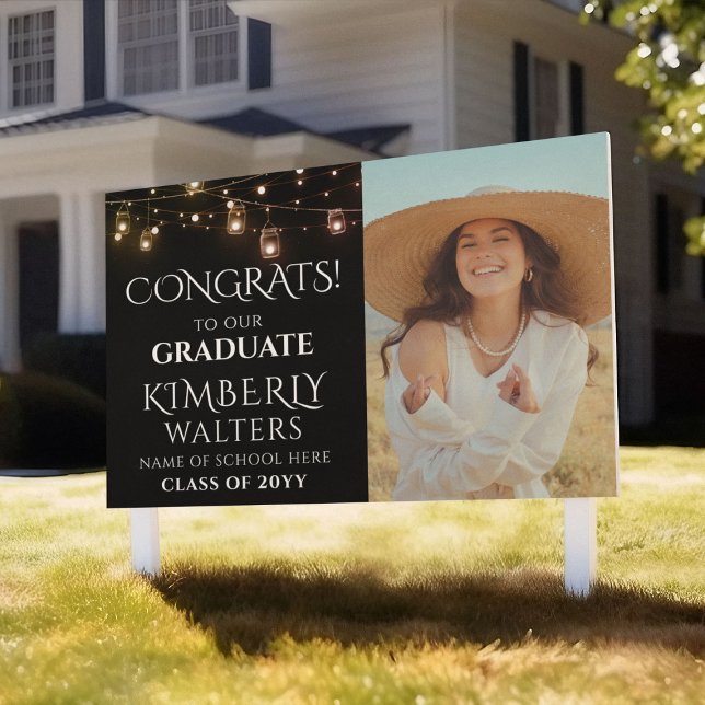 Trendy String Lights Photo Graduation Congrats Sign (Creator Uploaded)