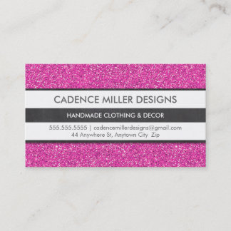 TRENDY STRIPE modern minimal silver glitter pink Business Card