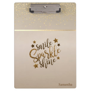 Trendy, Stripe,Smile Sparkle Shine -Personalized Clipboard