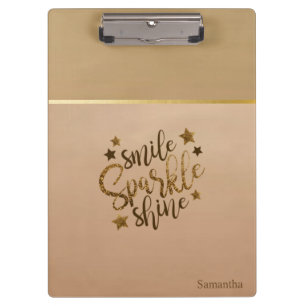 Trendy, Stripe,Smile Sparkle Shine -Personalized Clipboard