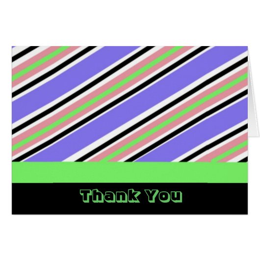 Trendy Stripe Thank You Card (Front Horizontal)