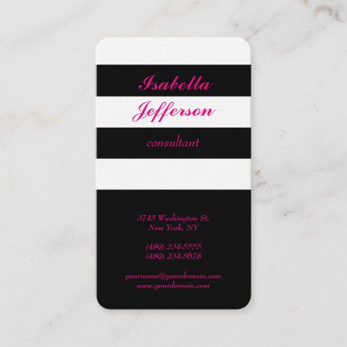 Trendy Striped Modern Minimalist Professional Business Card