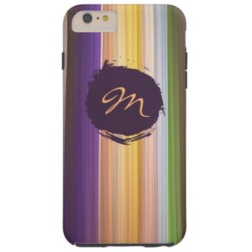 Trendy striped pattern  custom monogram tough iPhone 6 plus case