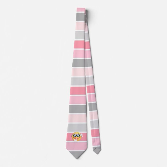 Trendy Stripes  ,Emoji Face Neck Tie (Front)