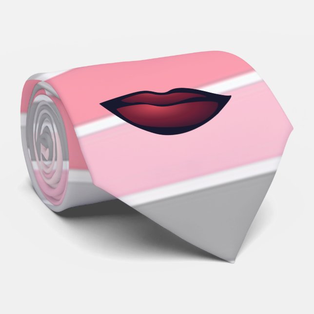 Trendy Stripes  , Lips Neck Tie (Rolled)