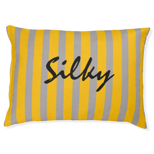 Trendy Stripes Pattern Monogram with Pet Name Pet Bed (Front)