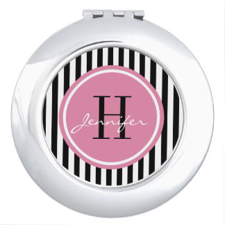 Trendy Stripes Personalized Compact Mirror