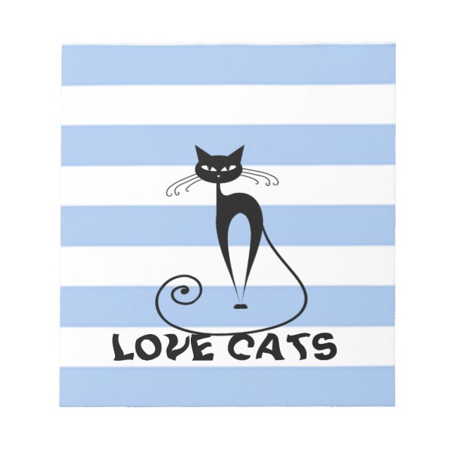 Trendy stripes whimsical funny cat notepad (Front)
