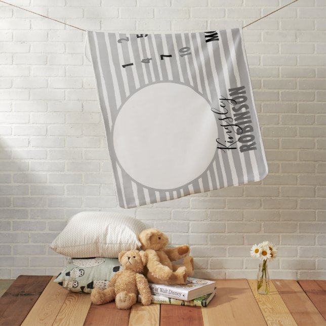 Trendy Stripey Month Milestone Baby Blanket (In Situ)