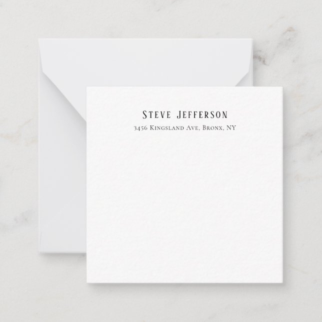 Trendy Style Elegant Minimalist Plain Black White Note Card (Front)