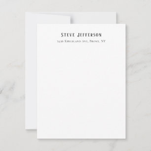Trendy Style Elegant Minimalist Plain Black White Note Card