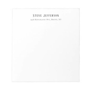 Trendy Style Elegant Minimalist Plain Black White Notepad