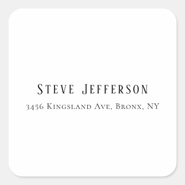 Trendy Style Elegant Minimalist Plain Black White Square Sticker (Front)