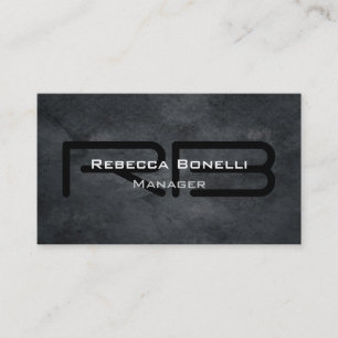 Trendy Style Gray Monogram Minimalist Plain Simple Business Card