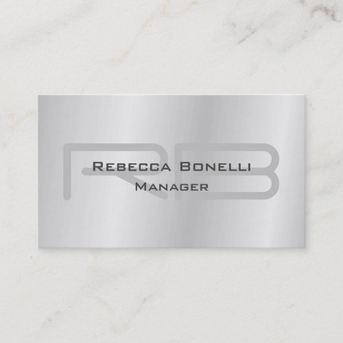 Trendy Style Grey Monogram Minimalist Plain Simple Business Card