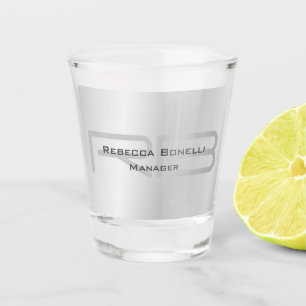 Trendy Style Grey Monogram Minimalist Plain Simple Shot Glass