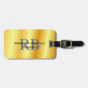 Trendy Style Monogram Minimalist Plain Gold Color Luggage Tag