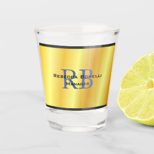 Trendy Style Monogram Minimalist Plain Gold Color Shot Glass