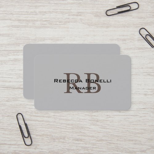 Trendy Style Monogram Minimalist Plain Simple Business Card