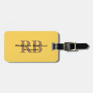 Trendy Style Monogram Minimalist Plain Yellow Luggage Tag