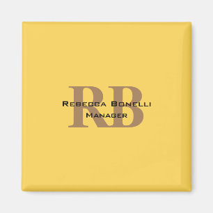 Trendy Style Monogram Minimalist Plain Yellow Magnet