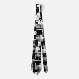 Trendy Stylish Black Gray White Pattern Neck Tie