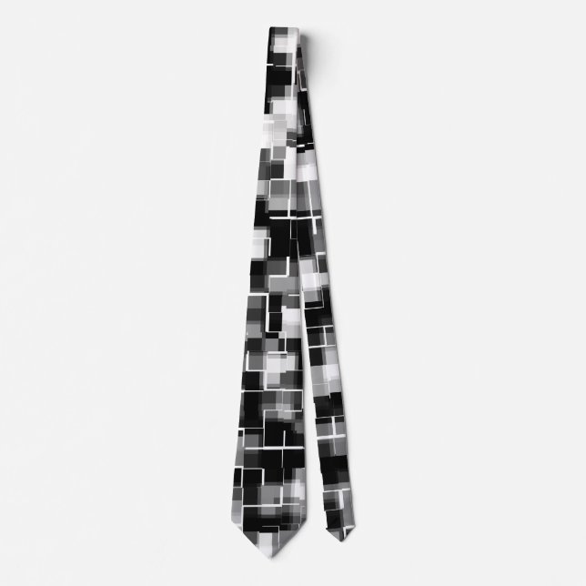 Trendy Stylish Black Gray White Pattern Neck Tie (Front)