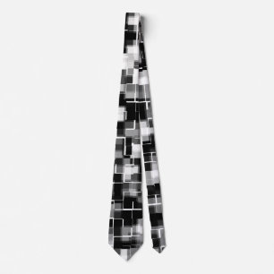 Trendy Stylish Black Grey White Pattern Neck Tie
