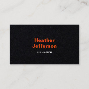 Trendy Stylish Black Modern Bold Font Plain Business Card