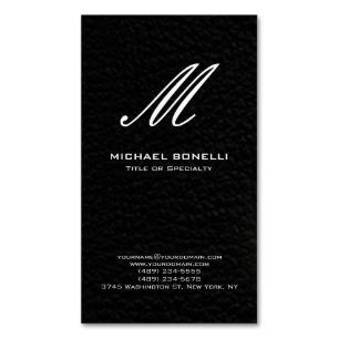 Trendy stylish black & white calligraphy monogram business card magnet
