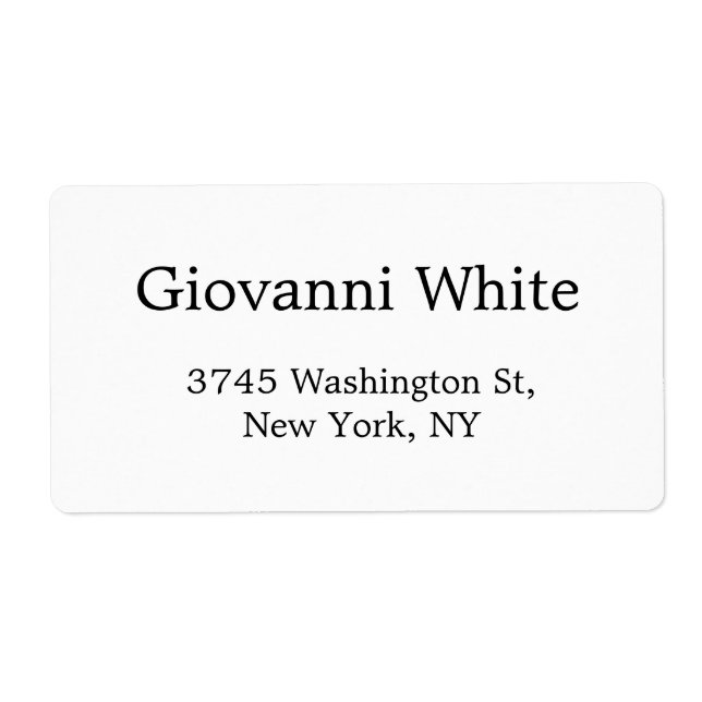 Trendy Stylish Black & White Plain Elegant Modern Label (Front)