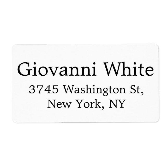 Trendy Stylish Black & White Plain Elegant Modern  Label (Front)