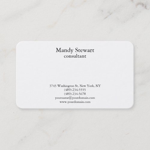 Trendy Stylish Black  White Simple Plain Creative Business Card