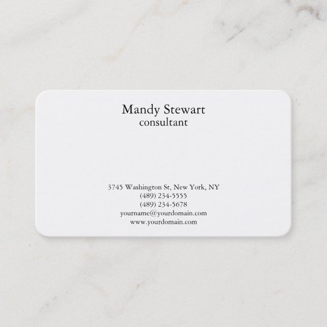 Trendy Stylish Black & White Simple Plain Creative Business Card (Front)