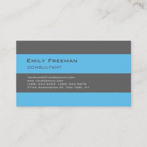 Trendy Stylish Blue Grey Professional Consultant Business Card