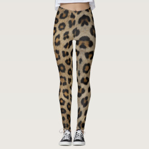 Trendy stylish bold leopard fur animal print chic leggings