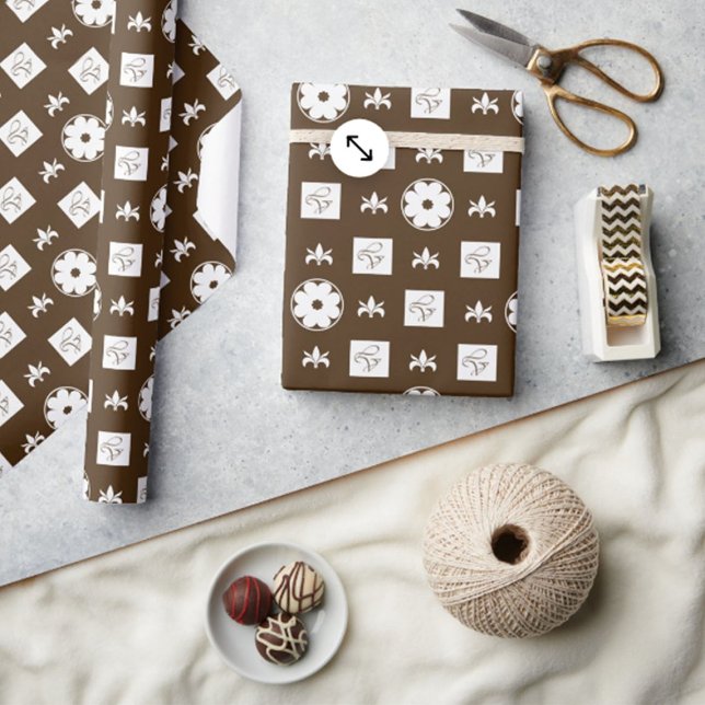 Trendy Stylish Brown and White Checkered Pattern Wrapping Paper (Creator Uploaded)