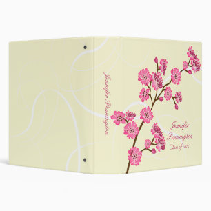Trendy stylish cherry blossom graduation binder