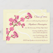 Trendy stylish cherry blossom graduation party invitation (Front/Back)