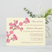 Trendy stylish cherry blossom graduation party invitation (Standing Front)
